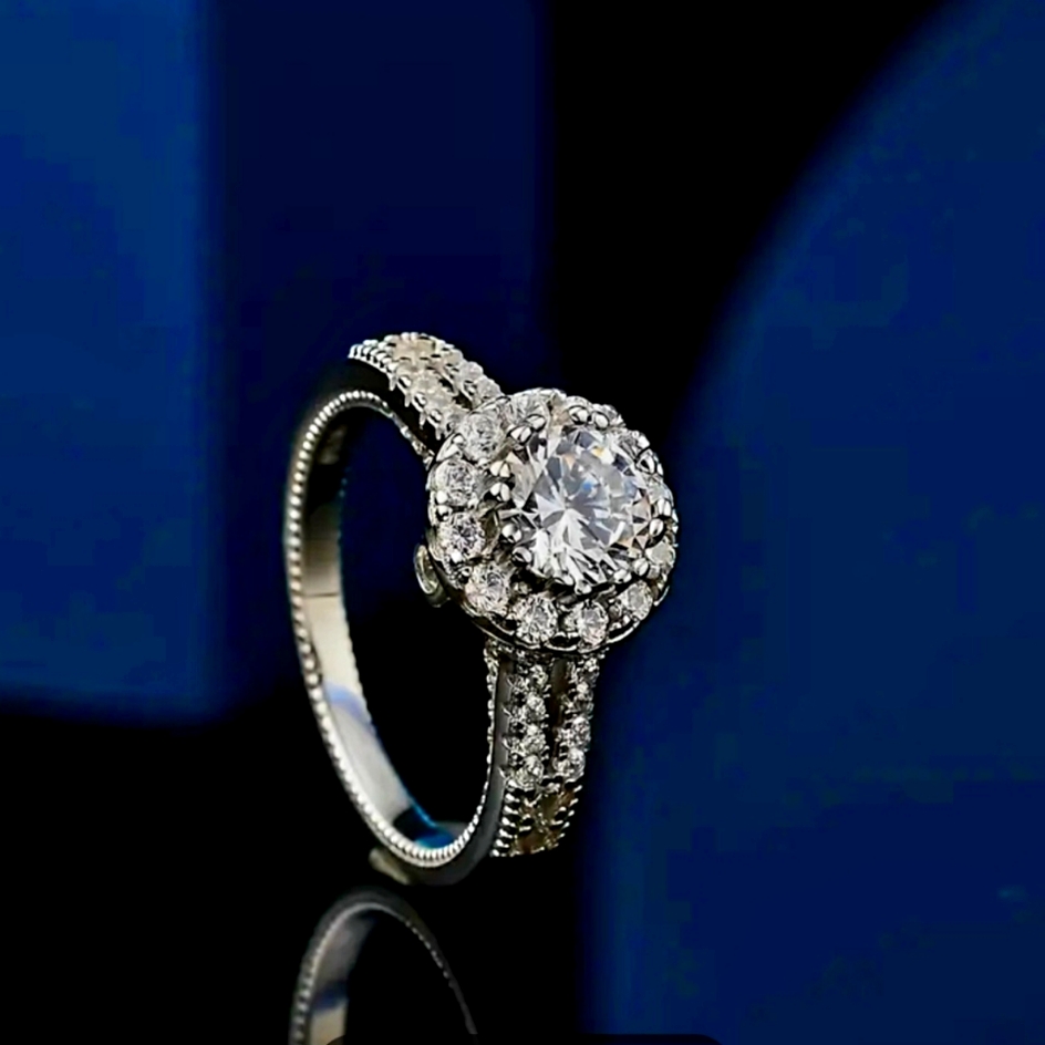925 Sterling Silver4 Carat Round Moissanite Crown Ring Fashionabletrendy Design
